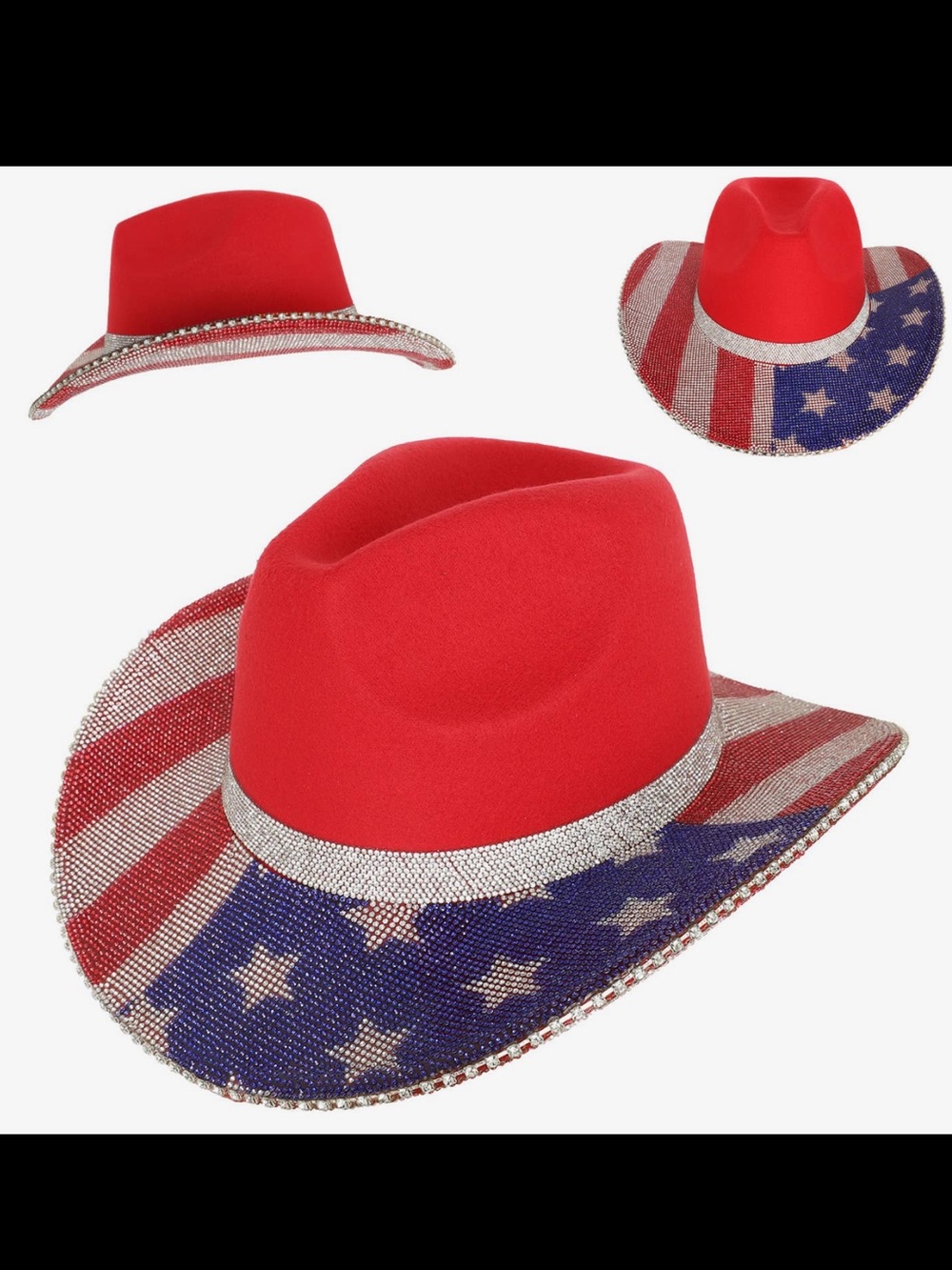 SP Sophia Collection American Flag Rhinestone Cowboy Hat